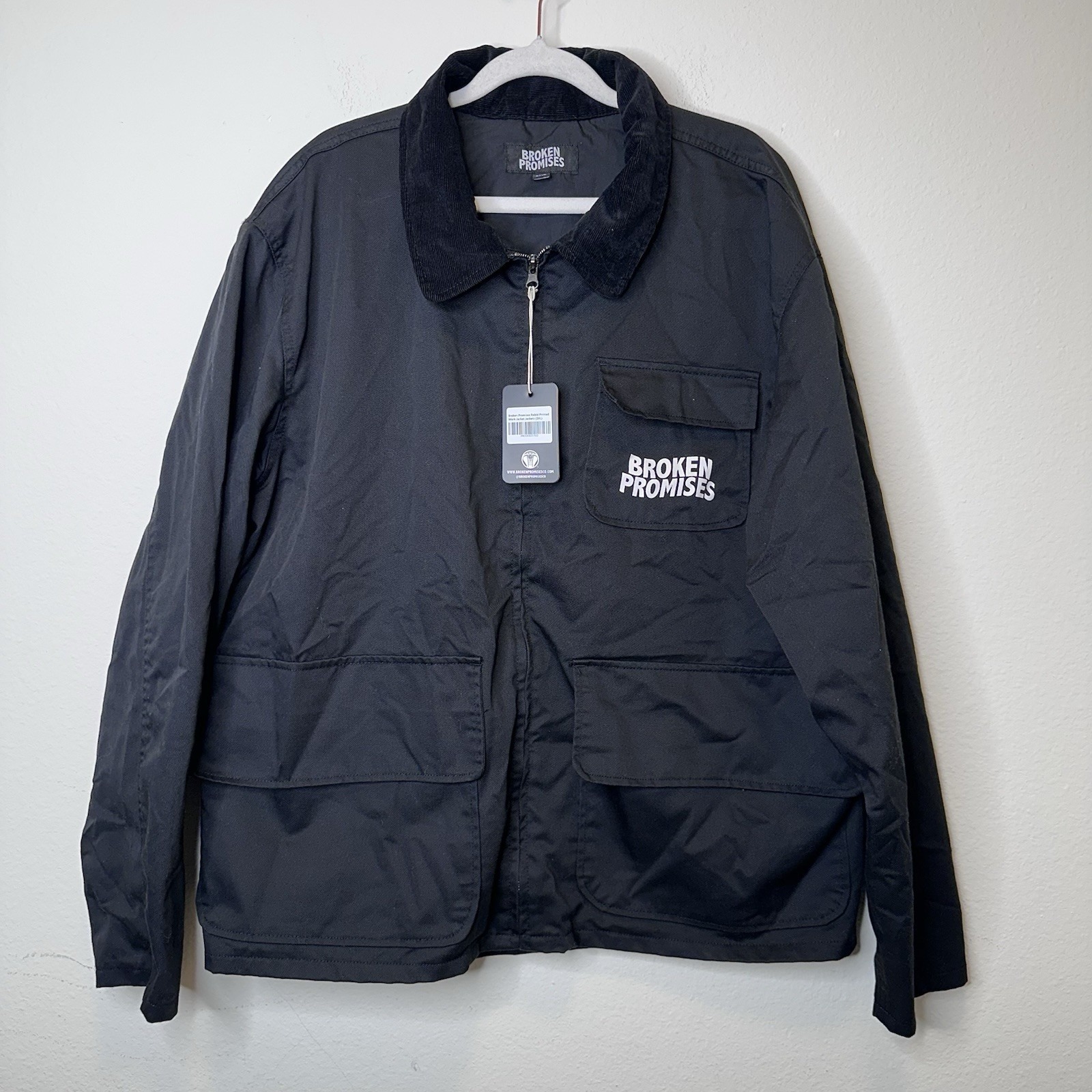 Broken Promises Mens Black Rabid Printed Work Jacket Size 2xl Nwt